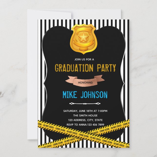 Police birthday retirement graduation theme card (Front)