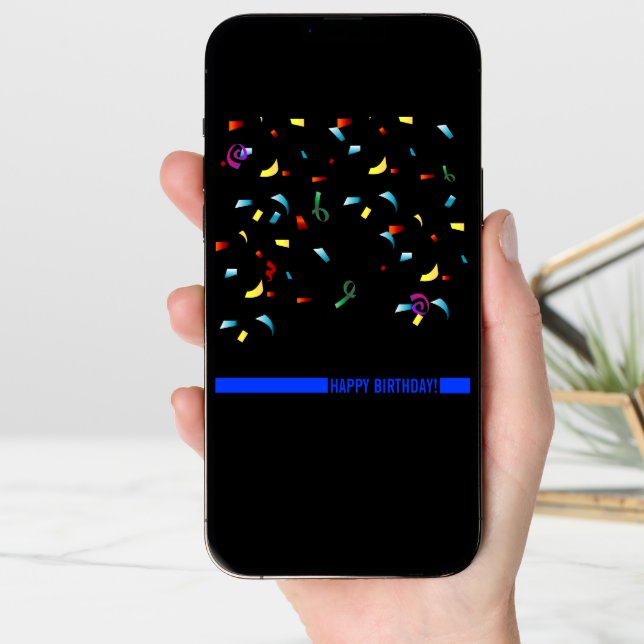 Police Birthday Thin Blue Line Custom Card (Front Digital)