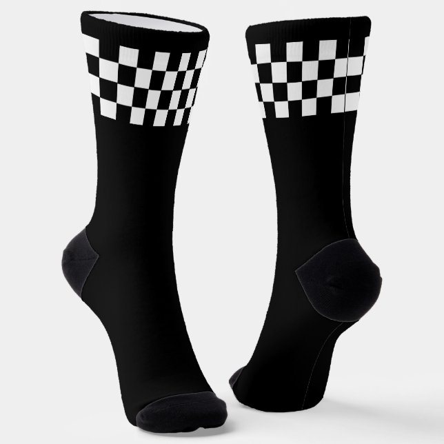 Police Black and White Checkerboard Work Socks (Angled)