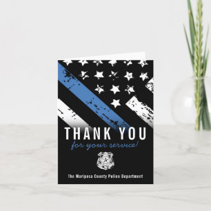 Police Blue Line American Flag First Responder Letterpress Thank You Card
