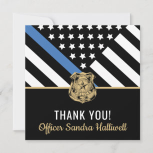 Police Blue Line American Flag First Responder Thank You Card