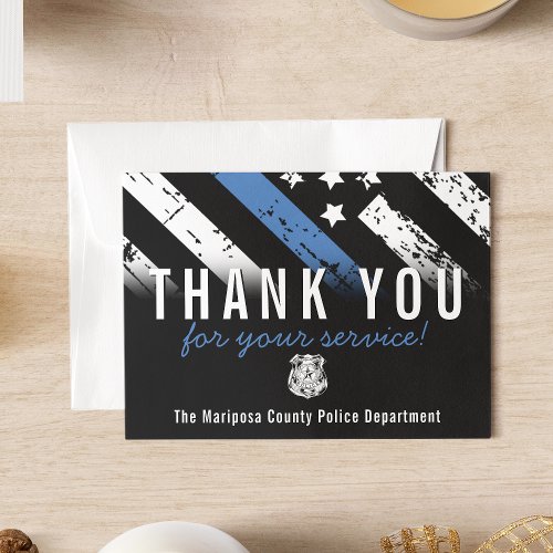 Police Blue Line American Flag First Responder Thank You Card