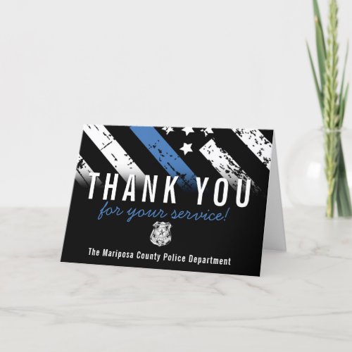 Police Blue Line American Flag First Responder Thank You Card