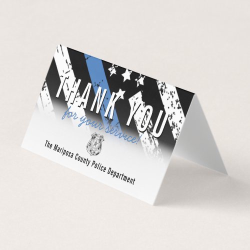 Police Blue Line American Flag Thank You Business  Business Card