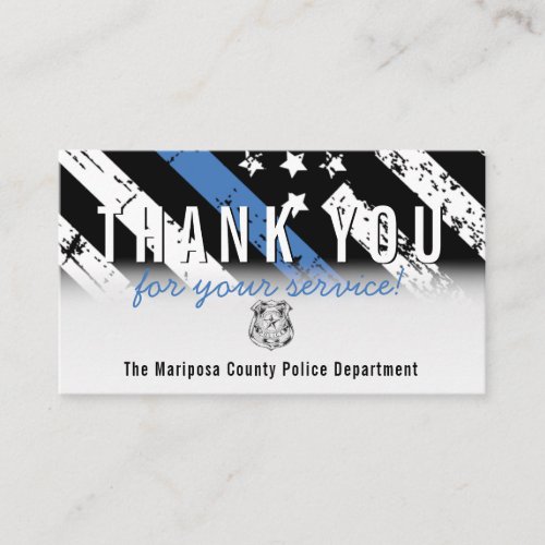 Police Blue Line American Flag Thank You Business Card