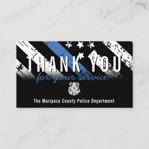 Police Blue Line American Flag Thank You Business Card