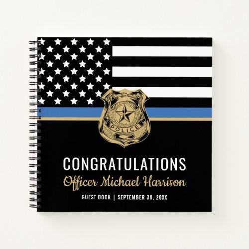 Police Blue Line Congratulations Graduation Guest Notebook