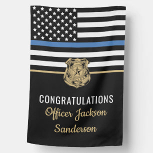 Police Blue Line Congratulations Retirement House Flag