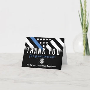 Police Blue Line Fire Department First Responder Letterpress Thank You Card
