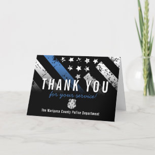 Police Blue Line Flag Appreciation Letterpress Thank You Card