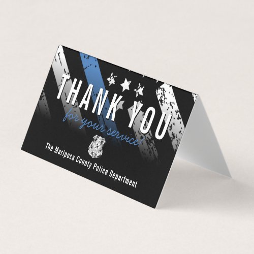 Police Blue Line Flag  Appreciation Thank You Business Card