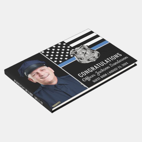 Police Blue Line Flag Congrats Photo Retirement Guest Book