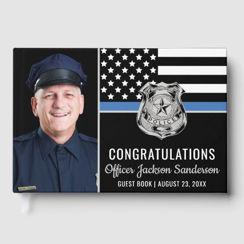 Police Blue Line Flag Congrats Photo Retirement