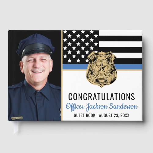 Police Blue Line Flag Congrats Photo Retirement