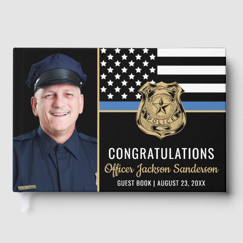 Police Blue Line Flag Congrats Photo Retirement