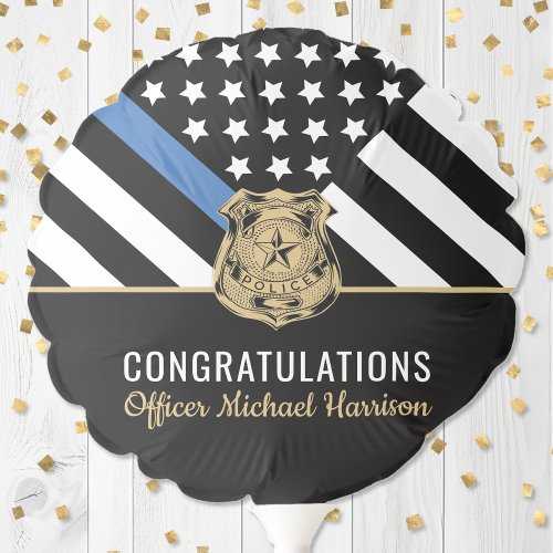 Police Blue Line Flag Congratulations Graduation Balloon