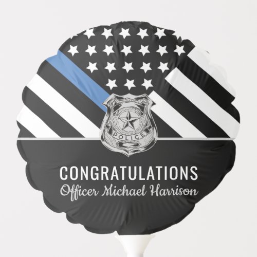 Police Blue Line Flag Congratulations Graduation Balloon