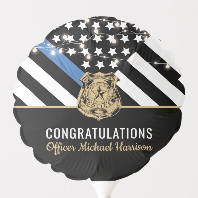Police Blue Line Flag Congratulations Graduation Balloon (Front)