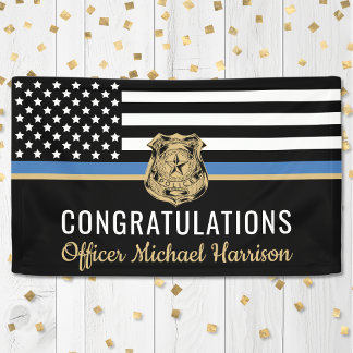 Police Blue Line Flag Congratulations Graduation Banner
