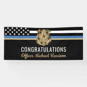 Police Blue Line Flag Congratulations Graduation Banner