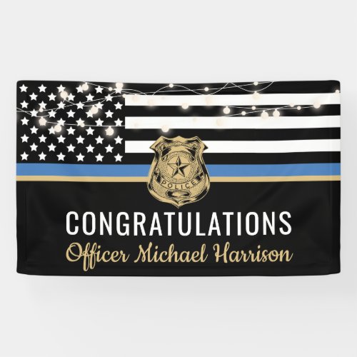 Police Blue Line Flag Congratulations Graduation Banner