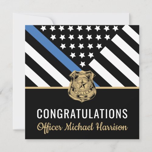 Police Blue Line Flag Congratulations Graduation Card