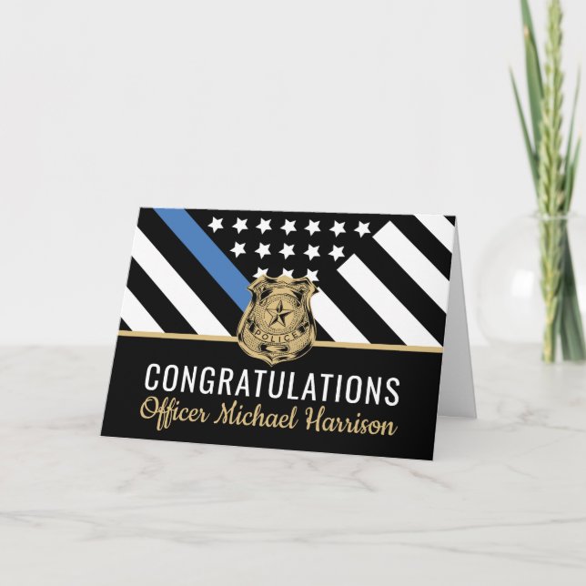Police Blue Line Flag Congratulations Graduation Card (Front)