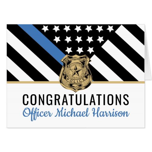 Police Blue Line Flag Congratulations Graduation Card