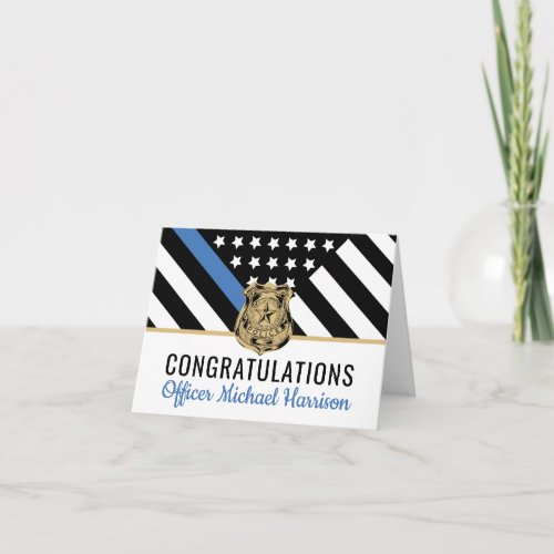 Police Blue Line Flag Congratulations Graduation Card