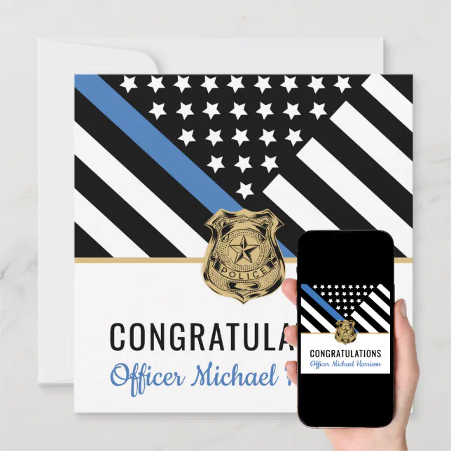 Police Blue Line Flag Congratulations Graduation Card | Zazzle