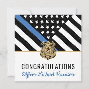 Police Blue Line Flag Congratulations Graduation Card