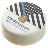 Police Blue Line Flag Congratulations Graduation Chocolate Covered Oreo (Angled)