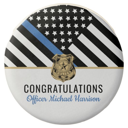 Police Blue Line Flag Congratulations Graduation Chocolate Covered Oreo (Front)