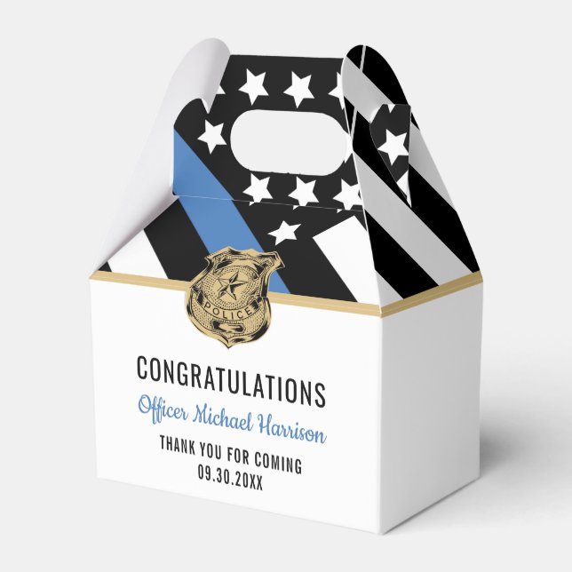 Police Blue Line Flag Congratulations Graduation Favor Boxes (Back Side)