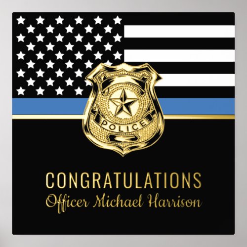 Police Blue Line Flag Congratulations Graduation Foil Prints