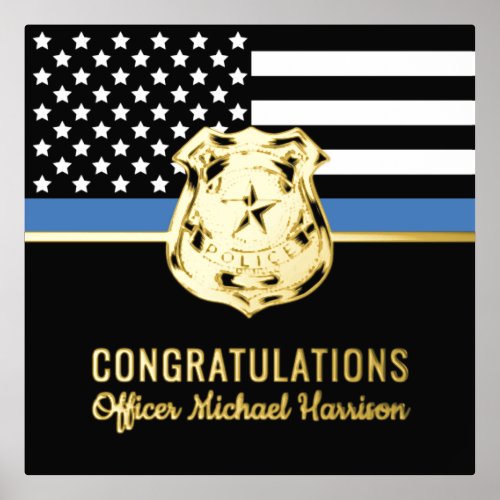Police Blue Line Flag Congratulations Graduation