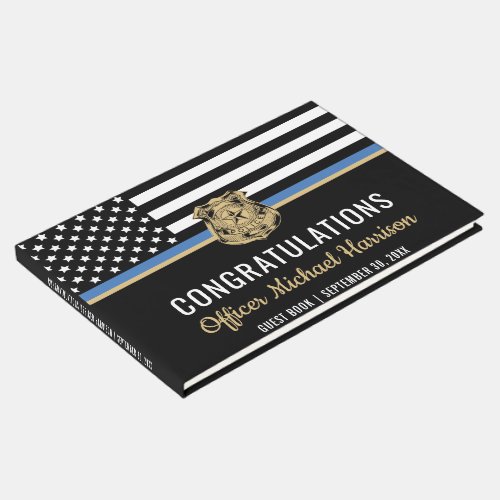 Police Blue Line Flag Congratulations Graduation Guest Book
