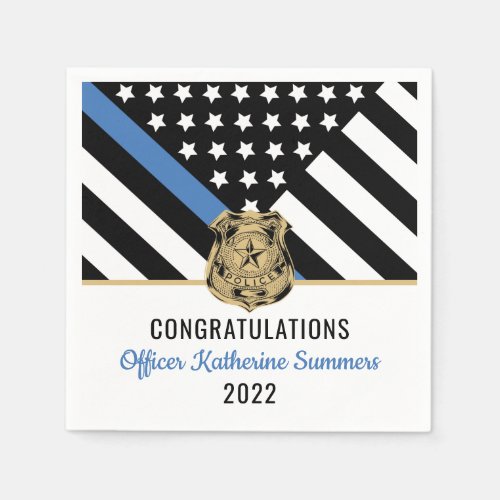 Police Blue Line Flag Congratulations Graduation Napkins