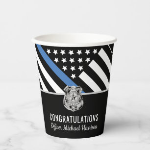 Police Blue Line Flag Congratulations Graduation Paper Cups
