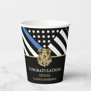 Police Blue Line Flag Congratulations Graduation Paper Cups