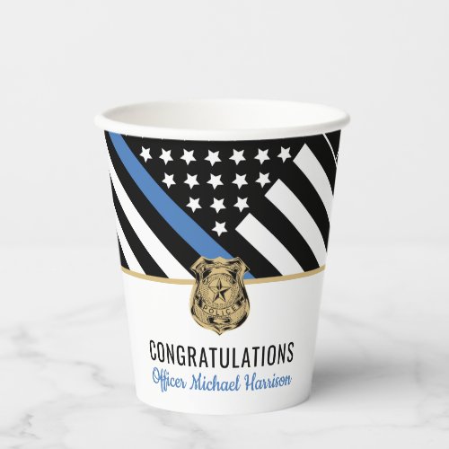 Police Blue Line Flag Congratulations Graduation Paper Cups