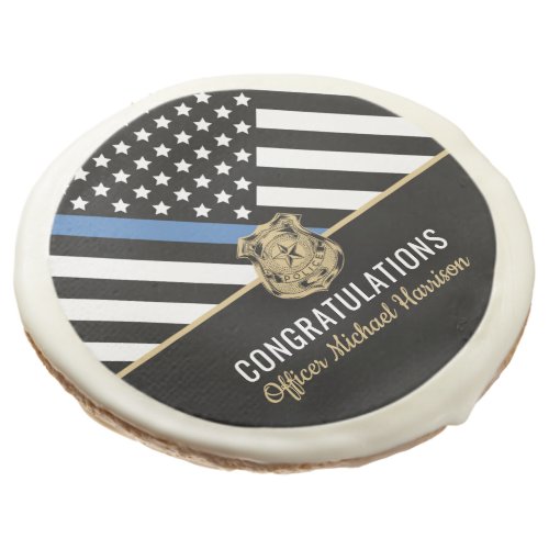 Police Blue Line Flag Congratulations Graduation Sugar Cookie