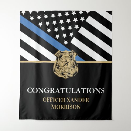 Police Blue Line Flag Congratulations Graduation Tapestry