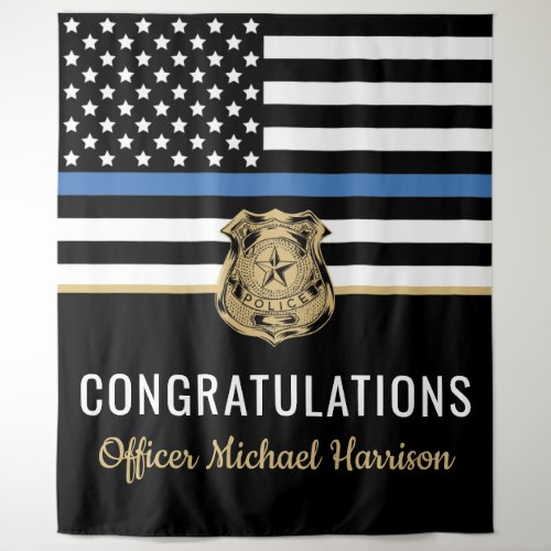 Police Blue Line Flag Congratulations Graduation Tapestry