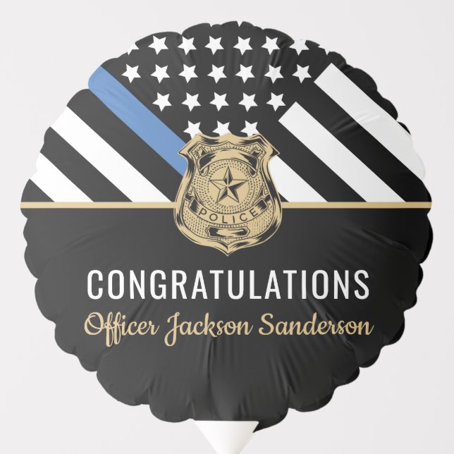Police Blue Line Flag Congratulations Retirement Balloon (Front)