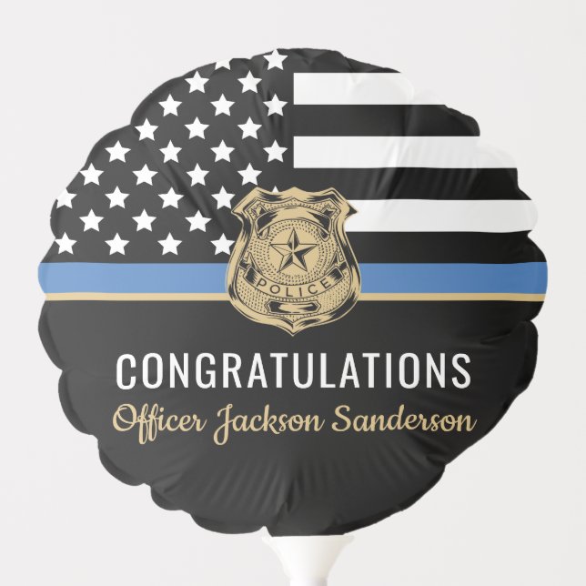 Police Blue Line Flag Congratulations Retirement Balloon (Front)