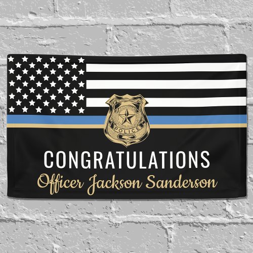 Police Blue Line Flag Congratulations Retirement Banner