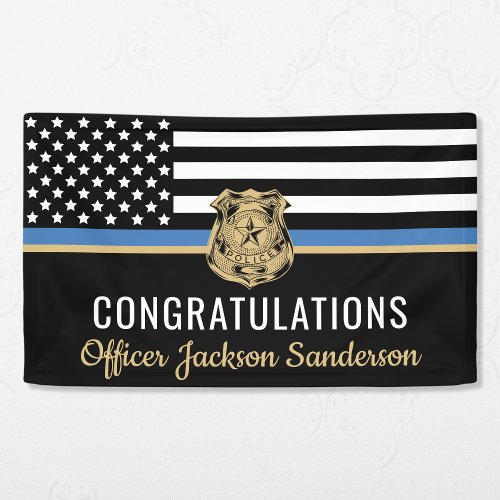 Police Blue Line Flag Congratulations Retirement Banner