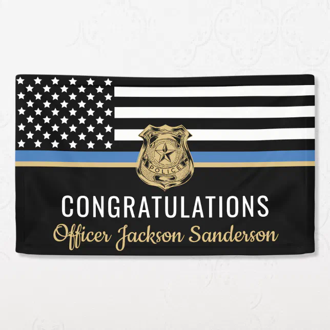 Police Blue Line Flag Congratulations Retirement Banner | Zazzle