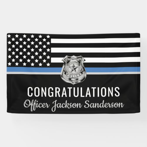 Police Blue Line Flag Congratulations Retirement Banner